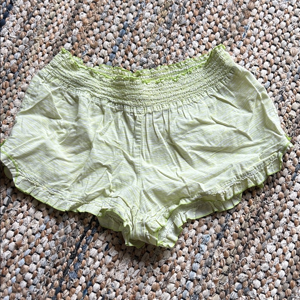 Victoria’s Secret Lime Green Striped Ruffle Sleep Shorts - Small